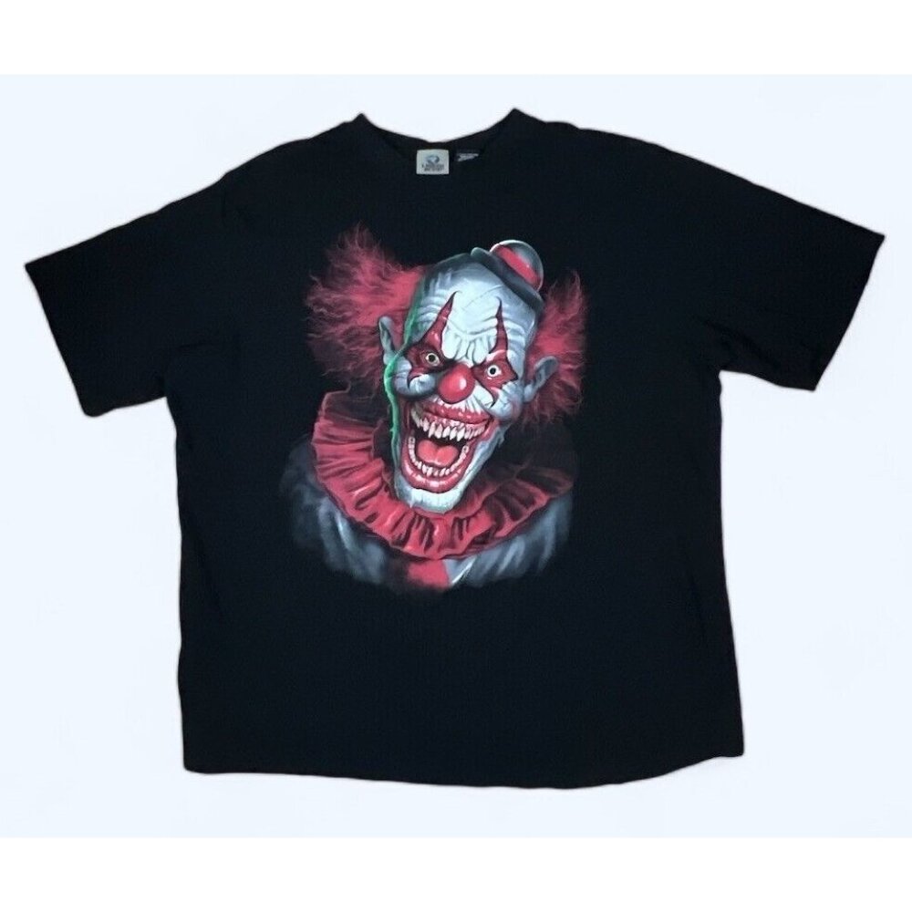Liquid Blue‎ Crazy Clown T-shirt 2XL Big Black Vintage Y2K